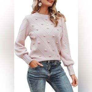 Women's Pink Sweater with Textured Design